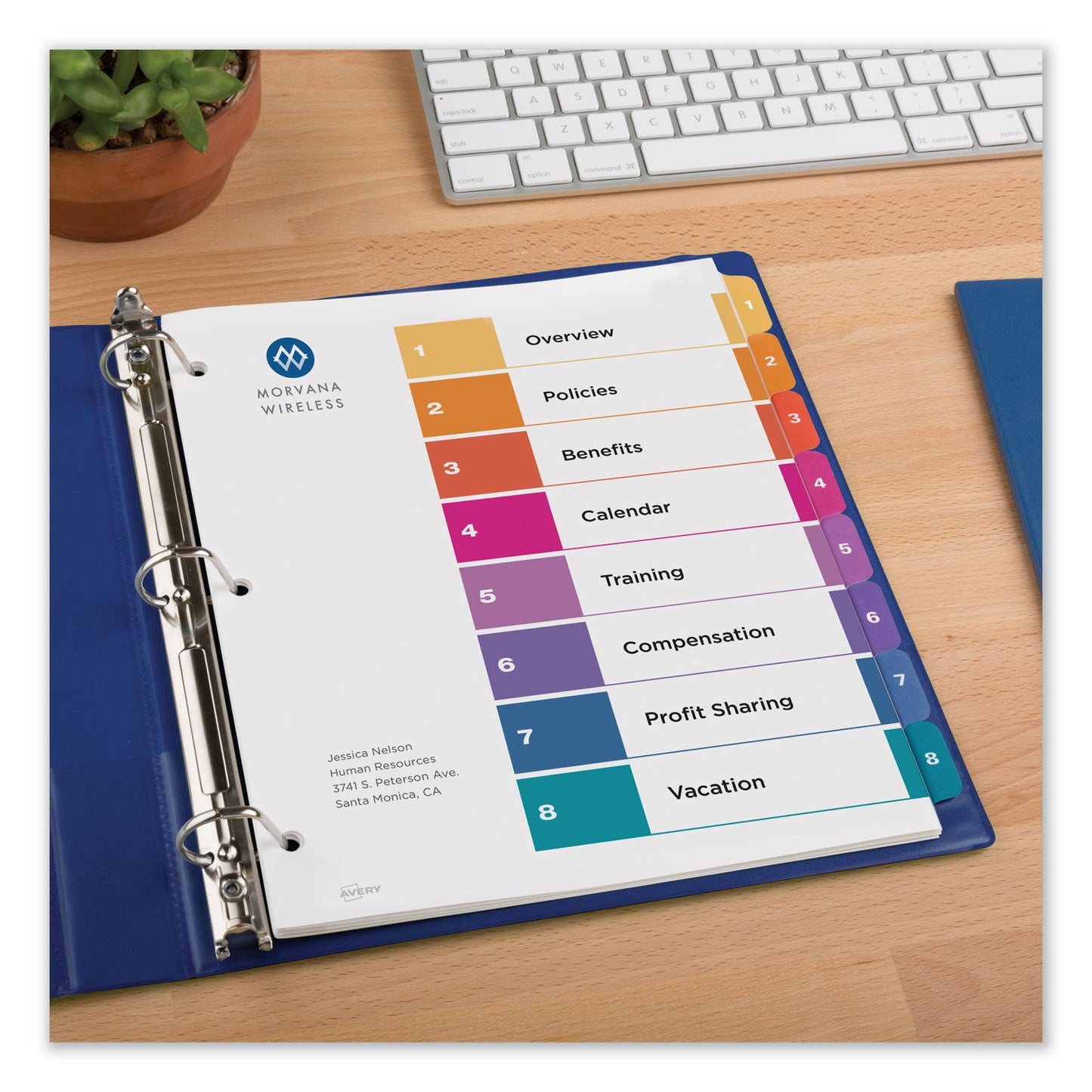 Avery Customizable TOC Ready Index Multicolor Tab Dividers, 8-Tab, 1 to 8, 11 x 8.5, White, Traditional Color Tabs, 1 Set
