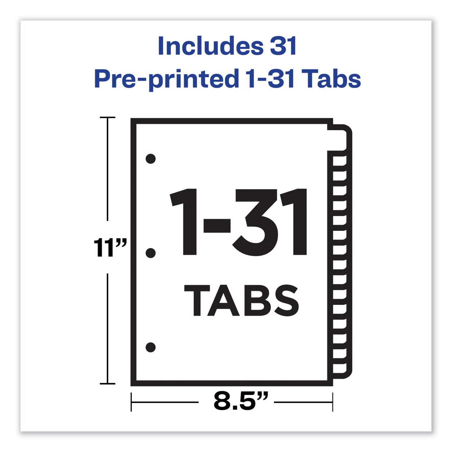 Avery Preprinted Laminated Tab Dividers with Gold Reinforced Binding Edge, 31-Tab, 1 to 31, 11 x 8.5, Buff, 1 Set