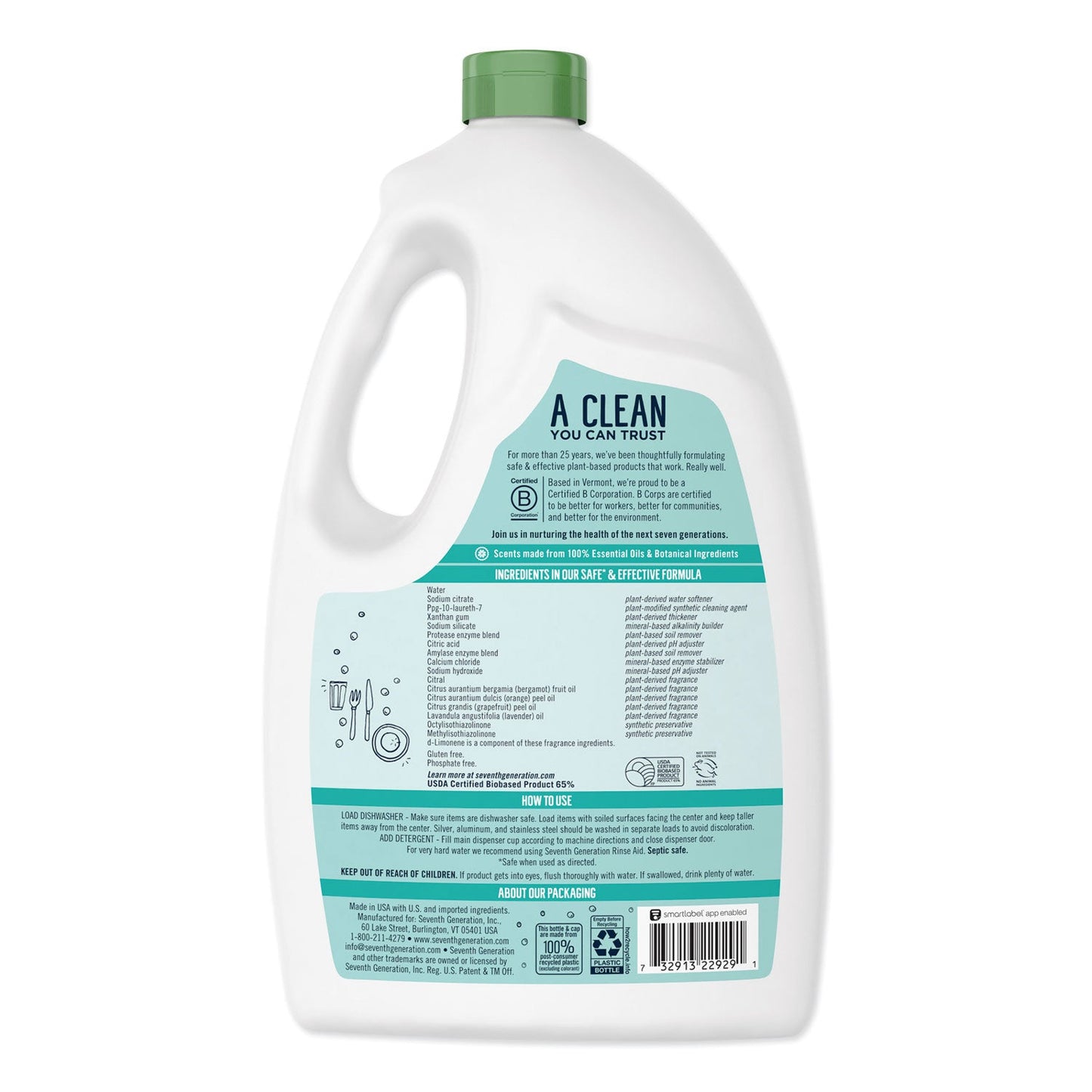 Seventh Generation Natural Automatic Dishwasher Gel, Ultra Power Plus, Fresh Citrus, 65 oz Bottle
