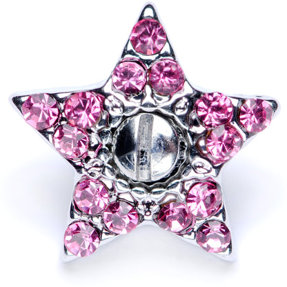 14G Pink Gem 10mm Five Point Star Dermal Top