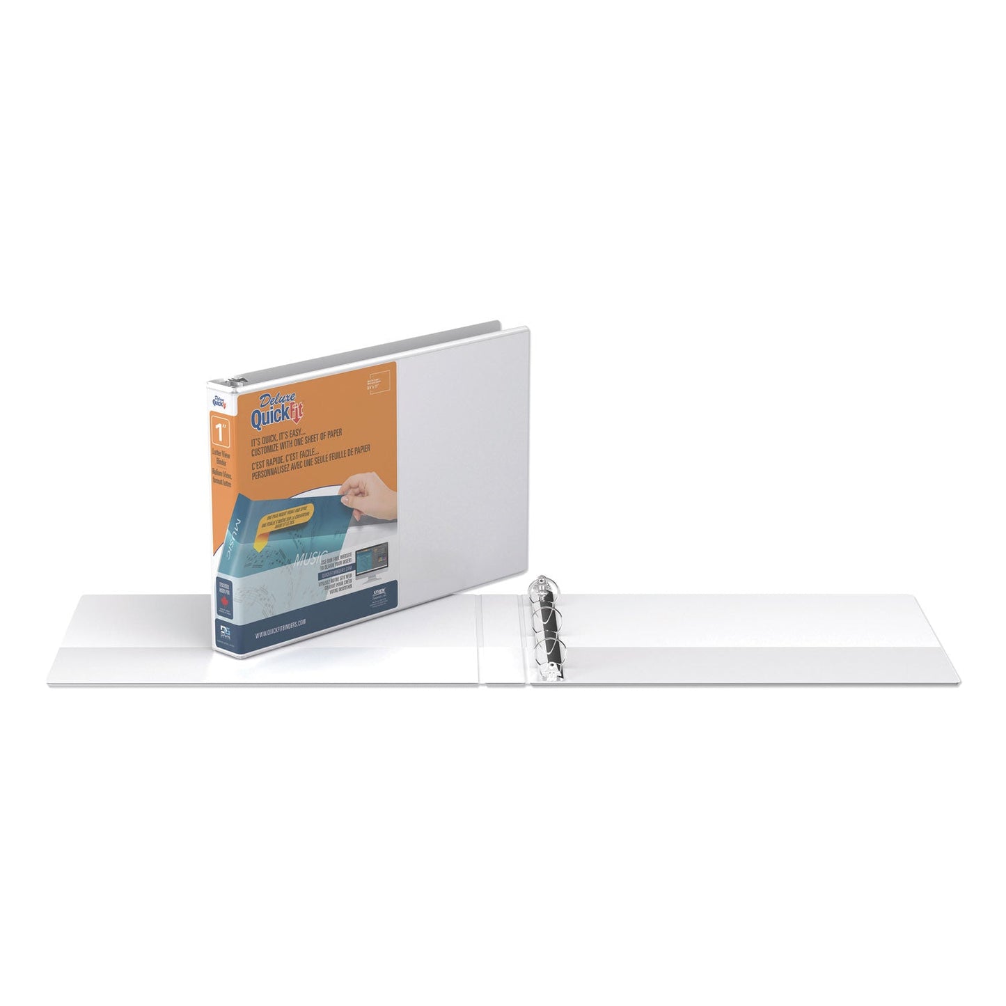 Stride QuickFit Landscape Spreadsheet Round Ring View Binder, 3 Rings, 1" Capacity, 11 x 8.5, White