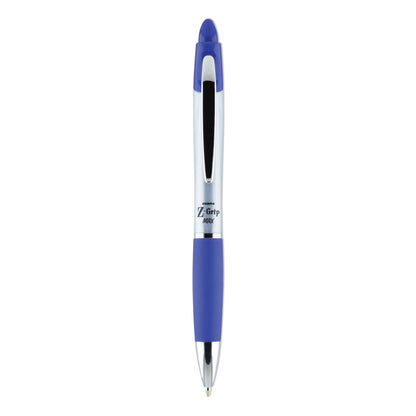 Zebra Z-Grip MAX Ballpoint Pen, Retractable, Medium 1 mm, Blue Ink, Silver Barrel, 12/Pack