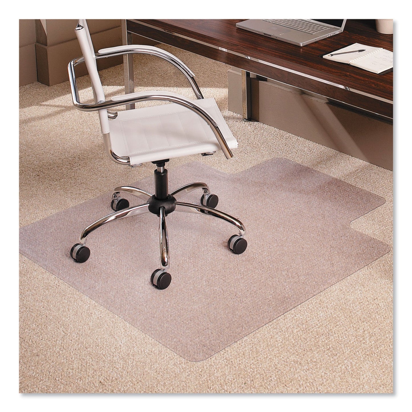ES Robbins EverLife Moderate Use Chair Mat for Low Pile Carpet, Rectangular with Lip, 45" x 53", Clear