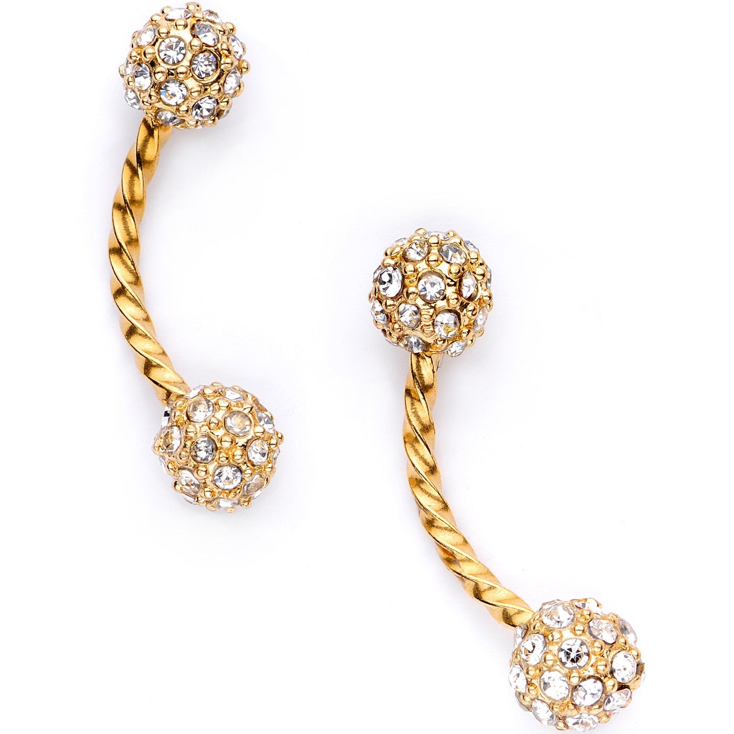 16G Clear Gem Gold Tone Captive Ring Curved Barbell Cartilage Set