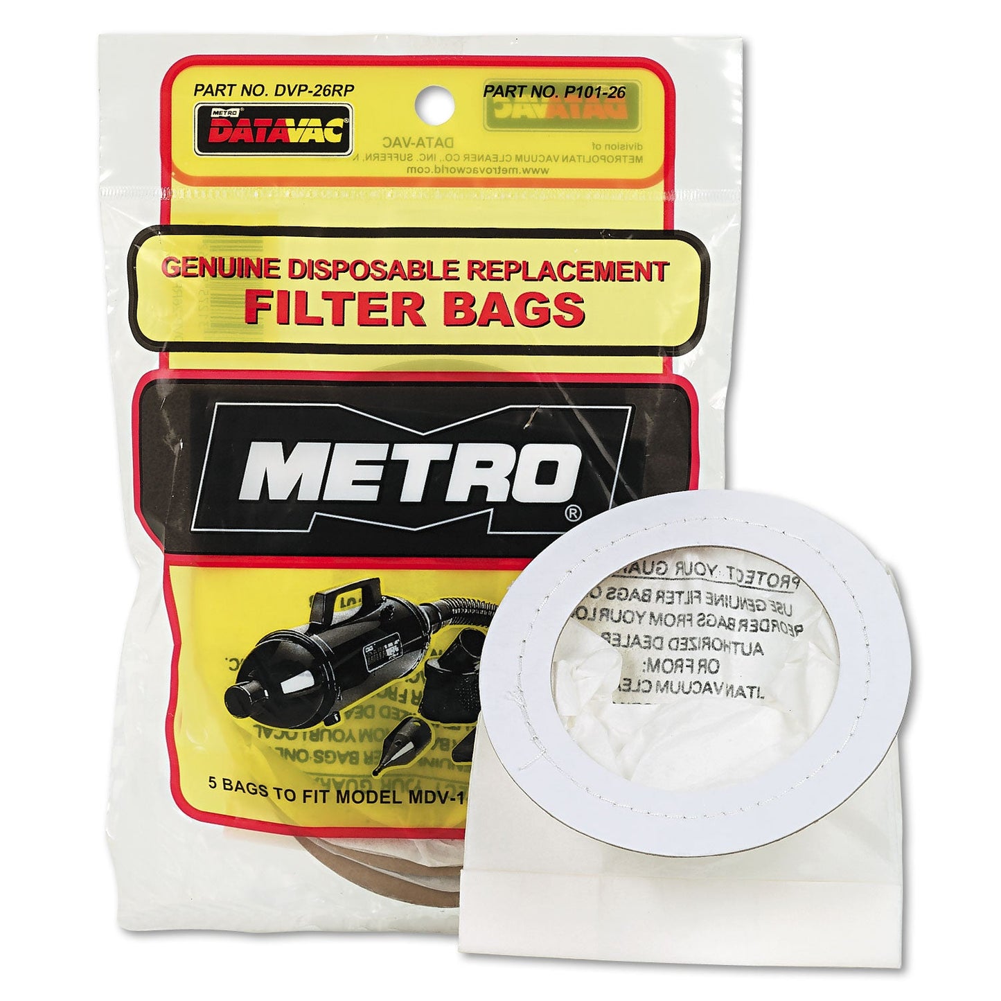 DataVac Replacement Bags for Handheld Steel Vacuum/Blower, 5/Pack