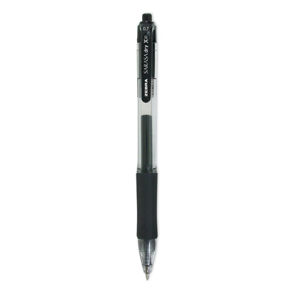 Zebra Sarasa Dry Gel X20 Gel Pen, Retractable, Medium 0.7 mm, Black Ink, Smoke Barrel, 12/Pack