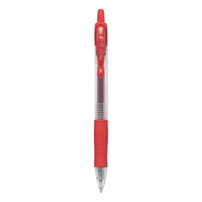 Pilot G2 Premium Gel Pen, Retractable, Extra-Fine 0.5 mm, Red Ink, Smoke Barrel, Dozen