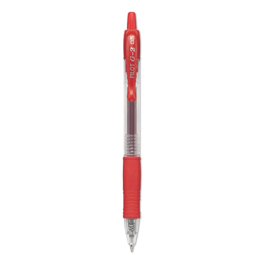 Pilot G2 Premium Gel Pen, Retractable, Extra-Fine 0.5 mm, Red Ink, Smoke Barrel, Dozen