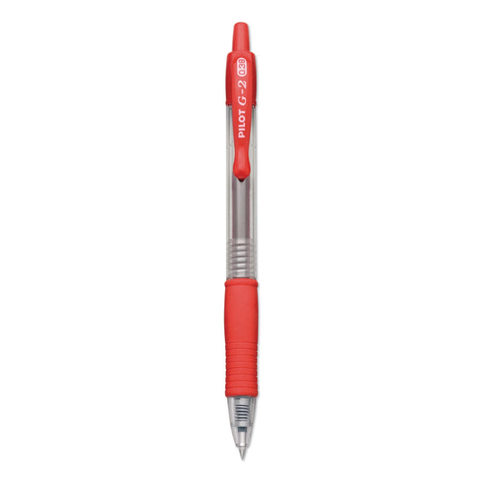 Pilot G2 Premium Gel Pen Convenience Pack, Retractable, Extra-Fine 0.38 mm, Red Ink, Clear/Red Barrel