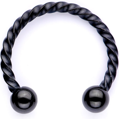 16G 3/8 Pink Faux Opal Black Anodized Horseshoe Closure Ring Set