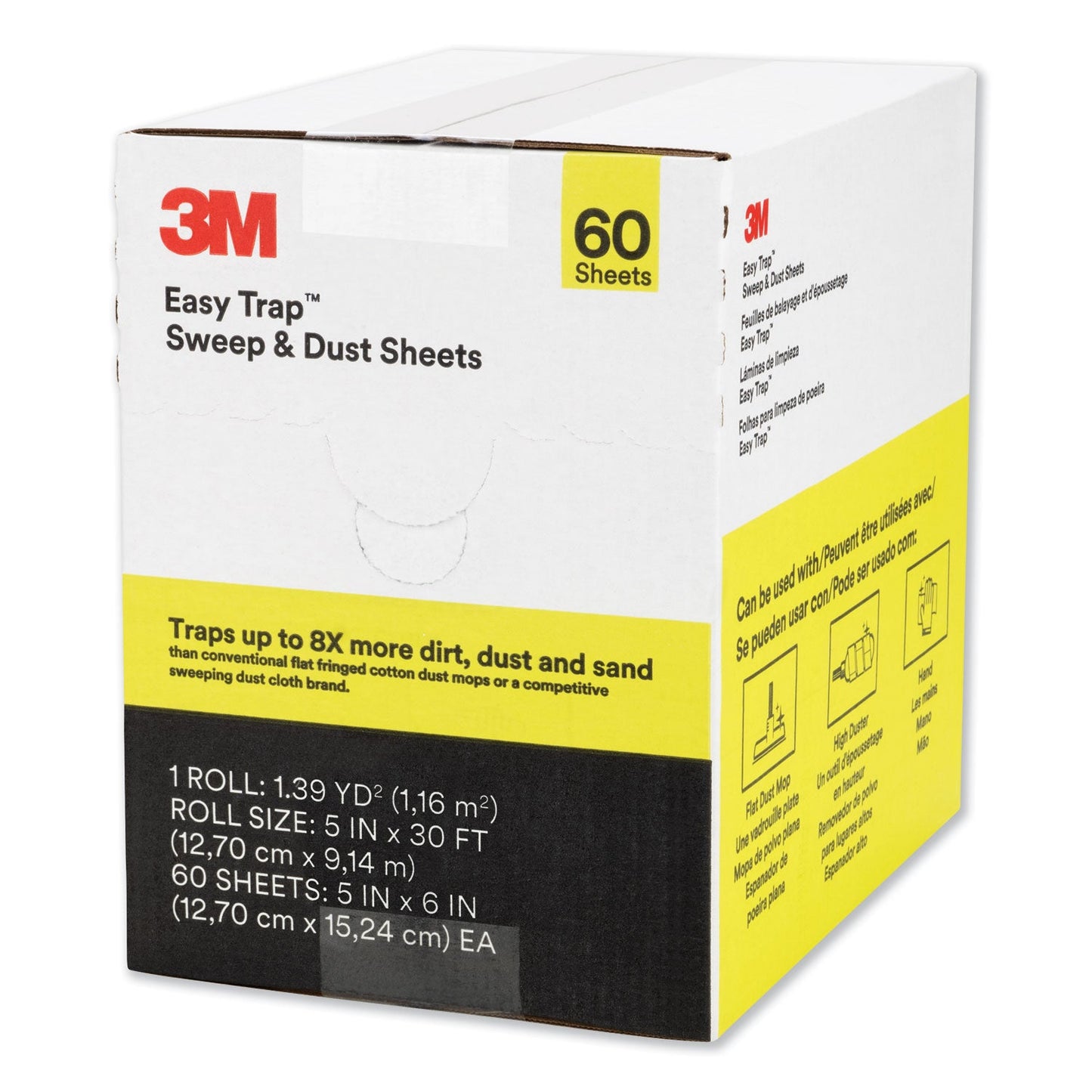 3M Easy Trap Duster, 5" x 30 ft, White, 60 Sheet Roll/Box, 8 Boxes/Carton