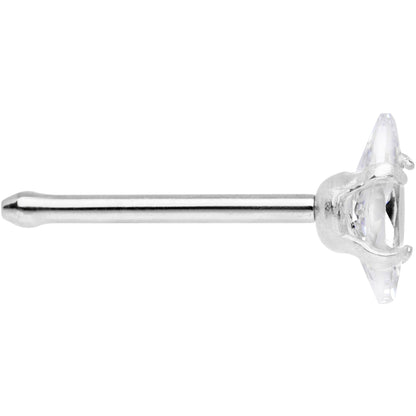 20G 1/4 Clear CZ Gem Ellipse Nose Bone