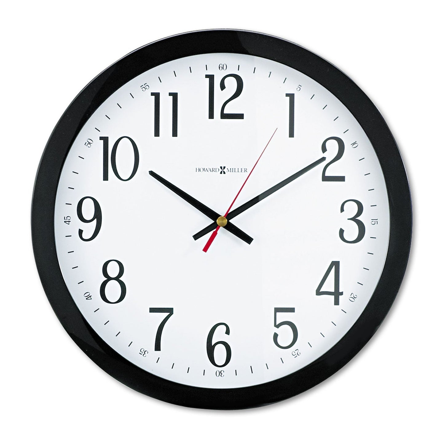 Howard Miller Gallery Wall Clock, 16" Overall Diameter, Black Case, 1 AA (sold separately)