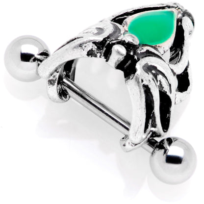 16G 1/2 Green Accented Abstract Butterfly Cuff Cartilage Earring
