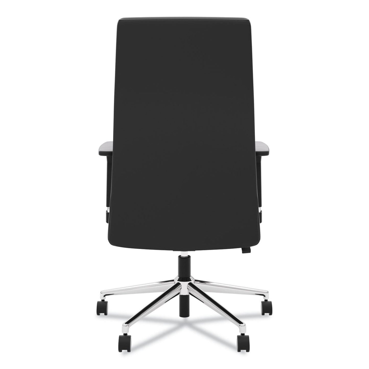 HON Define Executive High-Back Leather Chair, Supports 250 lb, 17" to 21" Seat Height, Black Seat/Back, Polished Chrome Base