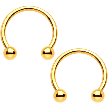 16G 3/8 Gem Golden Night Sky Horseshoe BCR Captive Ring Set