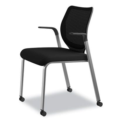 HON Nucleus Series Multipurpose Stacking Chair, ilira-Stretch M4 Back, Supports Up to 300 lb, Black Seat/Back, Platinum Base