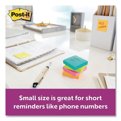 Post-it Pads in Supernova Neon Collection Colors, 2" x 2", 90 Sheets/Pad, 8 Pads/Pack