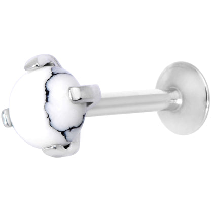 16G 5/16 White Howlite Internally Threaded Labret Monroe Tragus