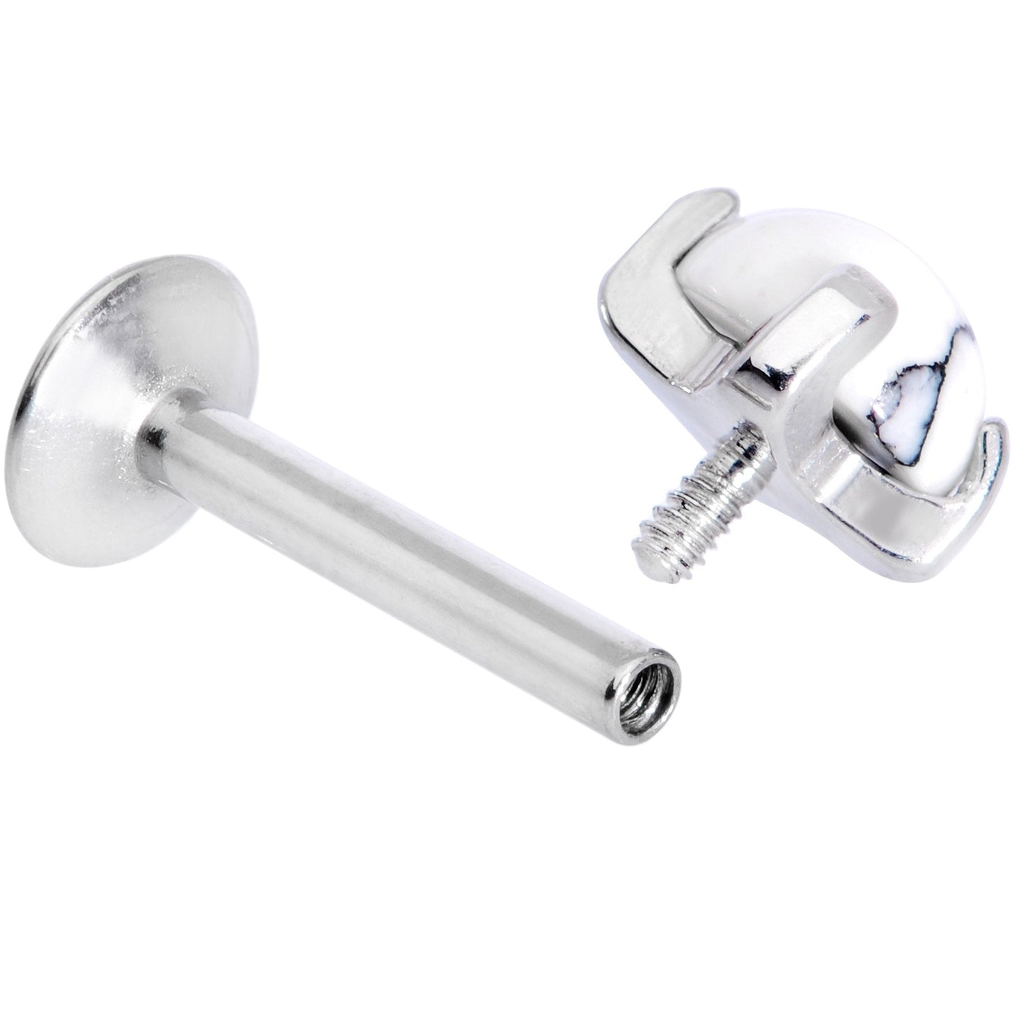 16G 5/16 White Howlite Internally Threaded Labret Monroe Tragus