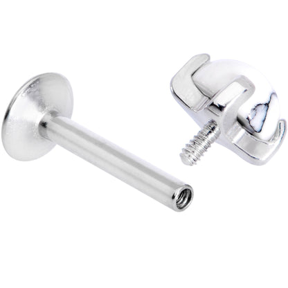 16G 5/16 White Howlite Internally Threaded Labret Monroe Tragus