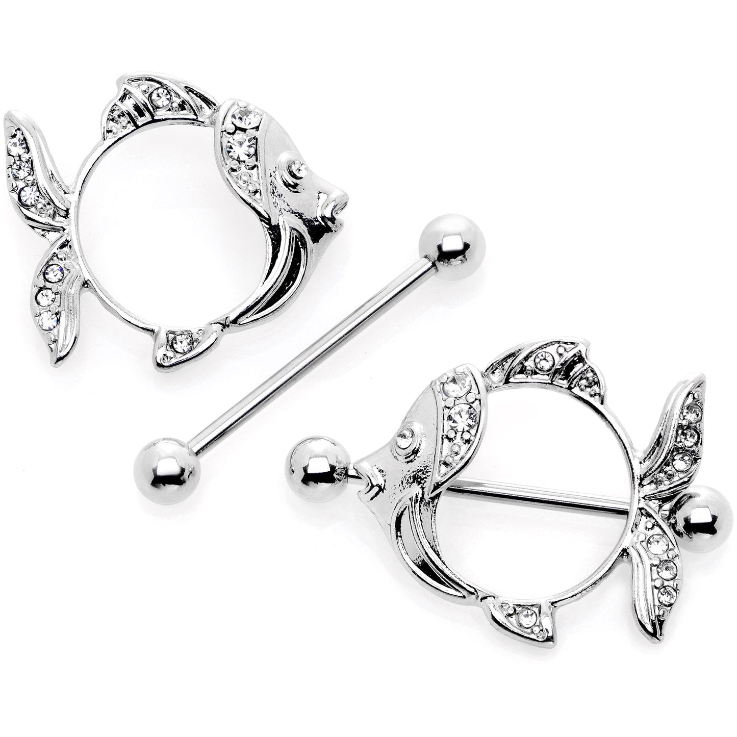 14G 9/16 Angelic Angelfish Nipple Shield Set