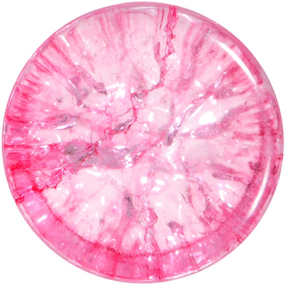 Pink Shattered Glass Flamingo Saddle Plug Set 6mm to 16mm