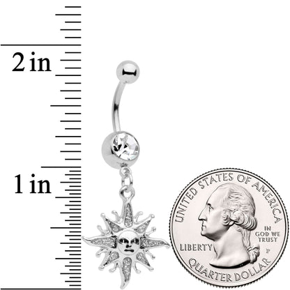 Clear Gem Celestial Sun Dangle Belly Ring