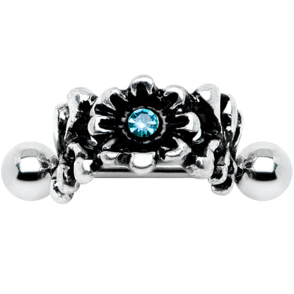 16G 3/8 Aqua Gem Floral Wreath Cuff Cartilage Earring