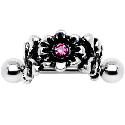 16G 3/8 Pink Gem Floral Wreath Cuff Cartilage Earring