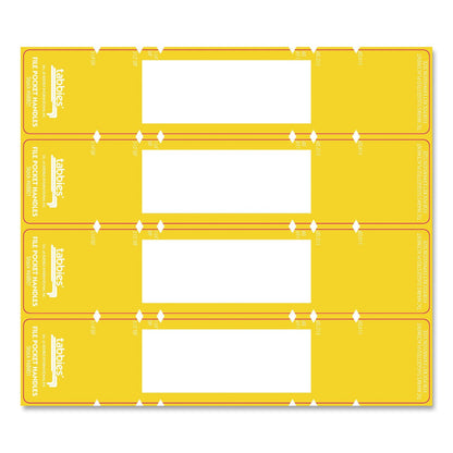 Tabbies File Pocket Handles, 9.63 x 2, Yellow/White, 4/Sheet, 12 Sheets/Pack