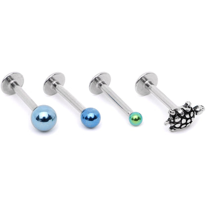 16G 5/16 Multi Tone End Turtle Cartilage Tragus Earring Set