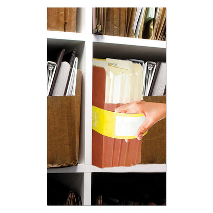 Tabbies File Pocket Handles, 9.63 x 2, Yellow/White, 4/Sheet, 12 Sheets/Pack