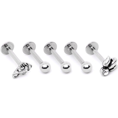 16G 5/16 Clear Gem Lotus Flower Elephant Cartilage Tragus Earring Set