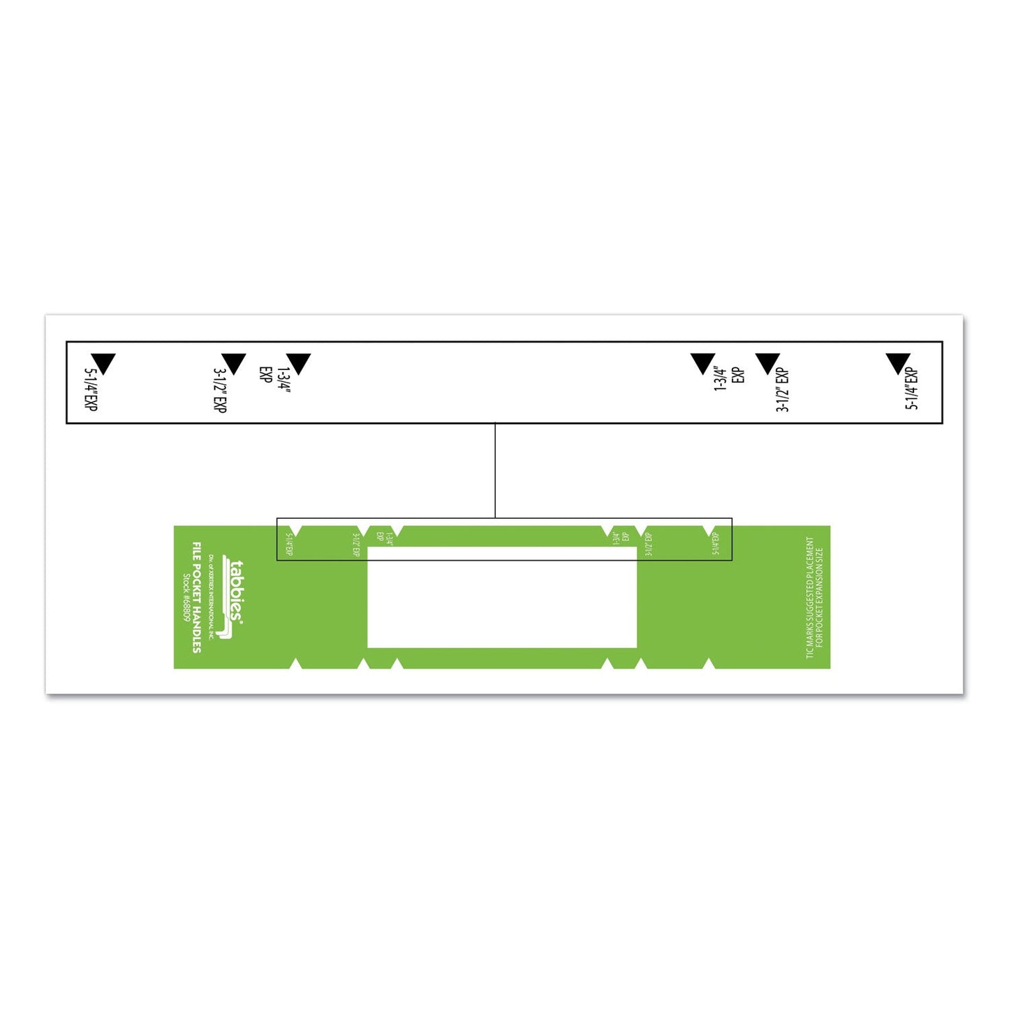 Tabbies File Pocket Handles, 9.63 x 2, Green/White,  4/Sheet, 12 Sheets/Pack
