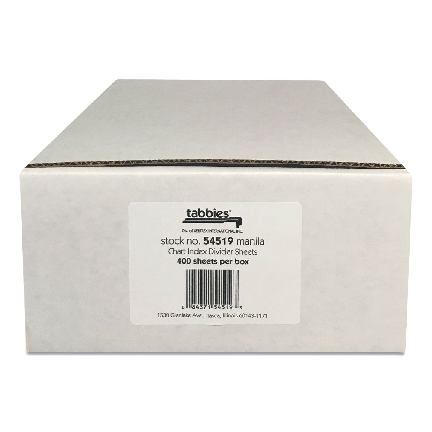 Tabbies Medical Chart Index Divider Sheets, Untabbed, 11 x 8.5, Manila, 400/Box
