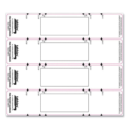 Tabbies File Pocket Handles, 9.63 x 2, White, 4/Sheet, 12 Sheets/Pack