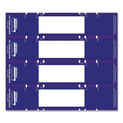 Tabbies File Pocket Handles, 9.63 x 2, Dark Blue/White, 4/Sheet, 12 Sheets/Pack