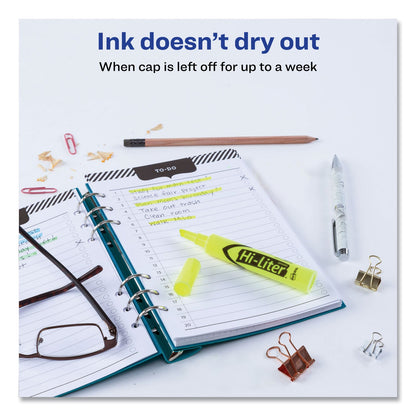 Avery HI-LITER Desk-Style Highlighter Value Pack, Fluorescent Yellow Ink, Chisel Tip, Yellow/Black Barrel, 36/Box