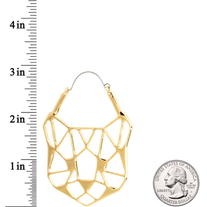 Gold Tone Geometric Cut Out Cat Panther Tunnel Plug Earrings