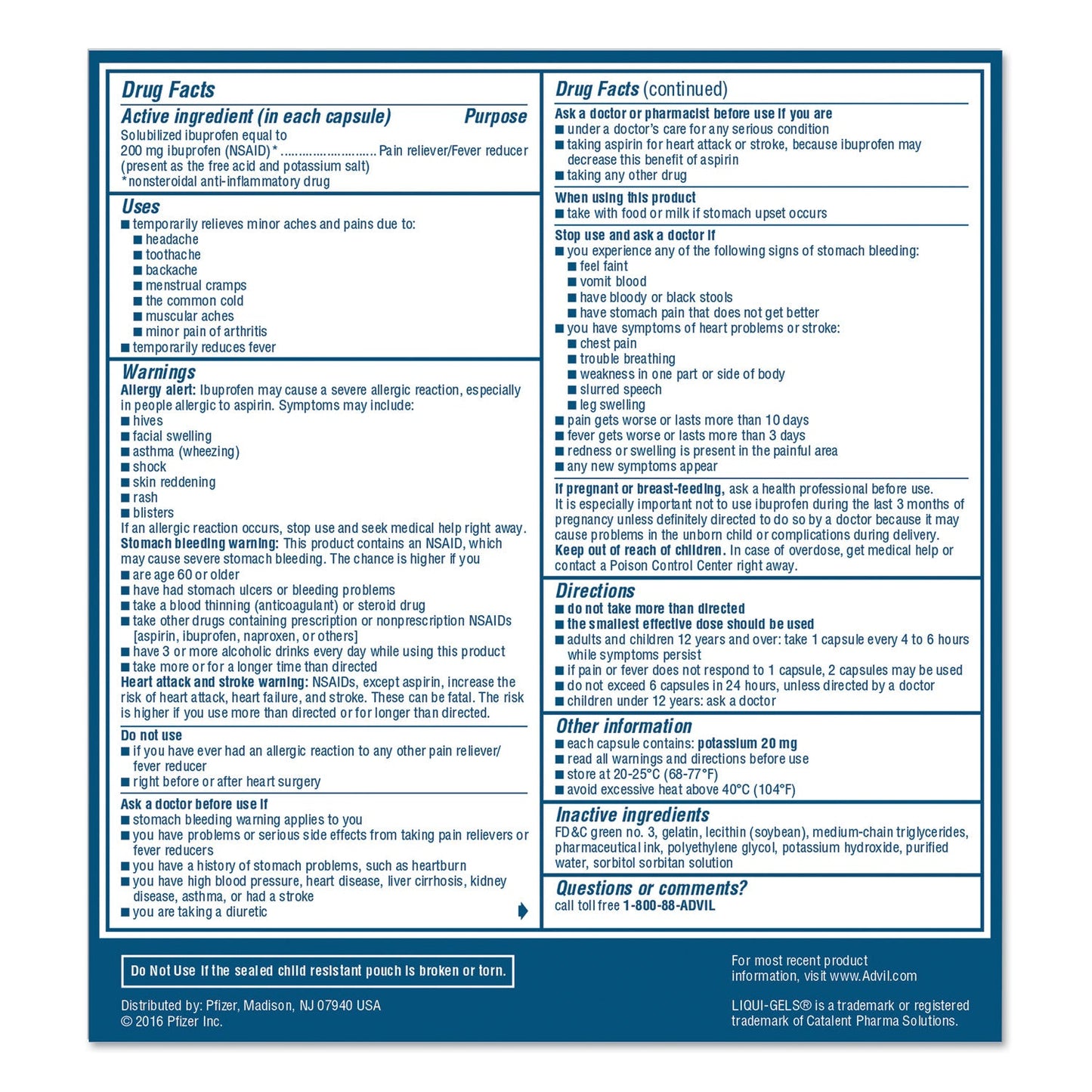 Advil Liqui-Gels, Two-Pack, 50 Packs/Box