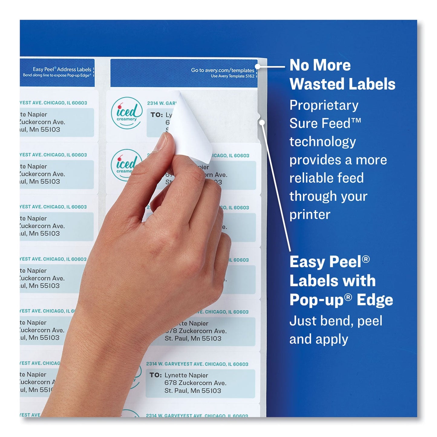 Avery Easy Peel White Address Labels w/ Sure Feed Technology, Laser Printers, 0.5 x 1.75, White, 80/Sheet, 100 Sheets/Box