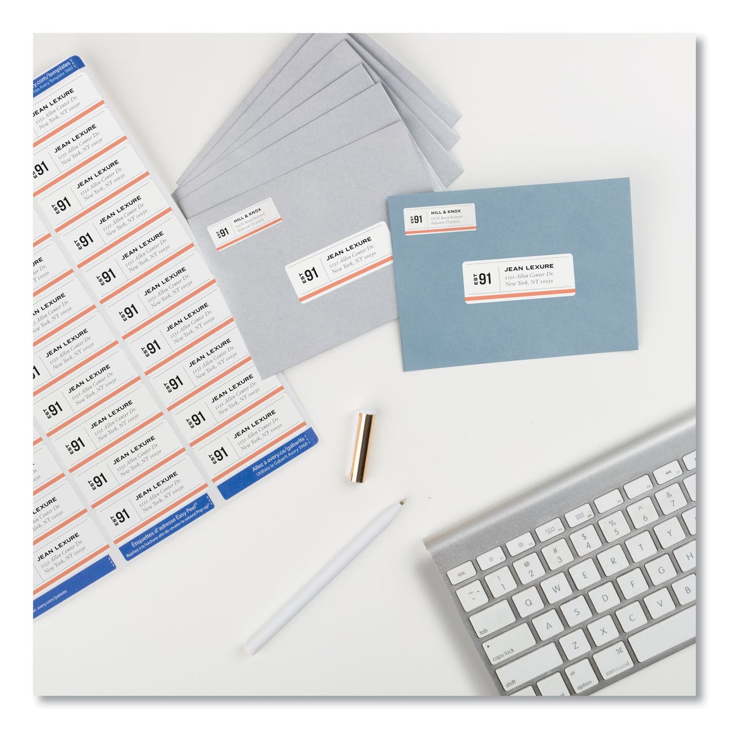 Avery Easy Peel White Address Labels w/ Sure Feed Technology, Laser Printers, 1 x 2.63, White, 30/Sheet, 250 Sheets/Pack