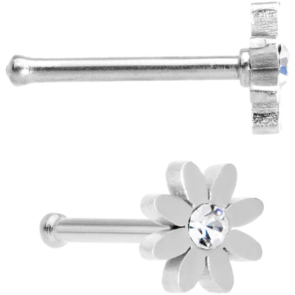 20G 1/4 Clear Gem Multicolor Flower Nose Bone Set of 4