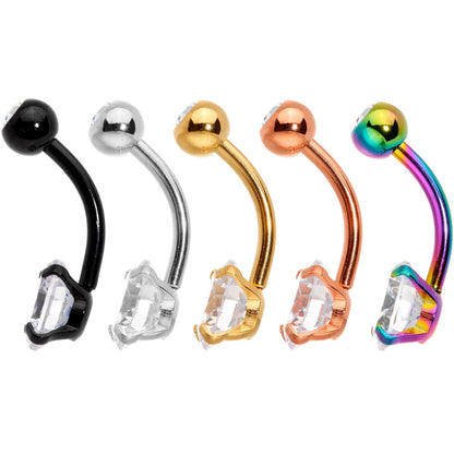 Clear Gem Variety Of Colors Belly Ring Set of 5