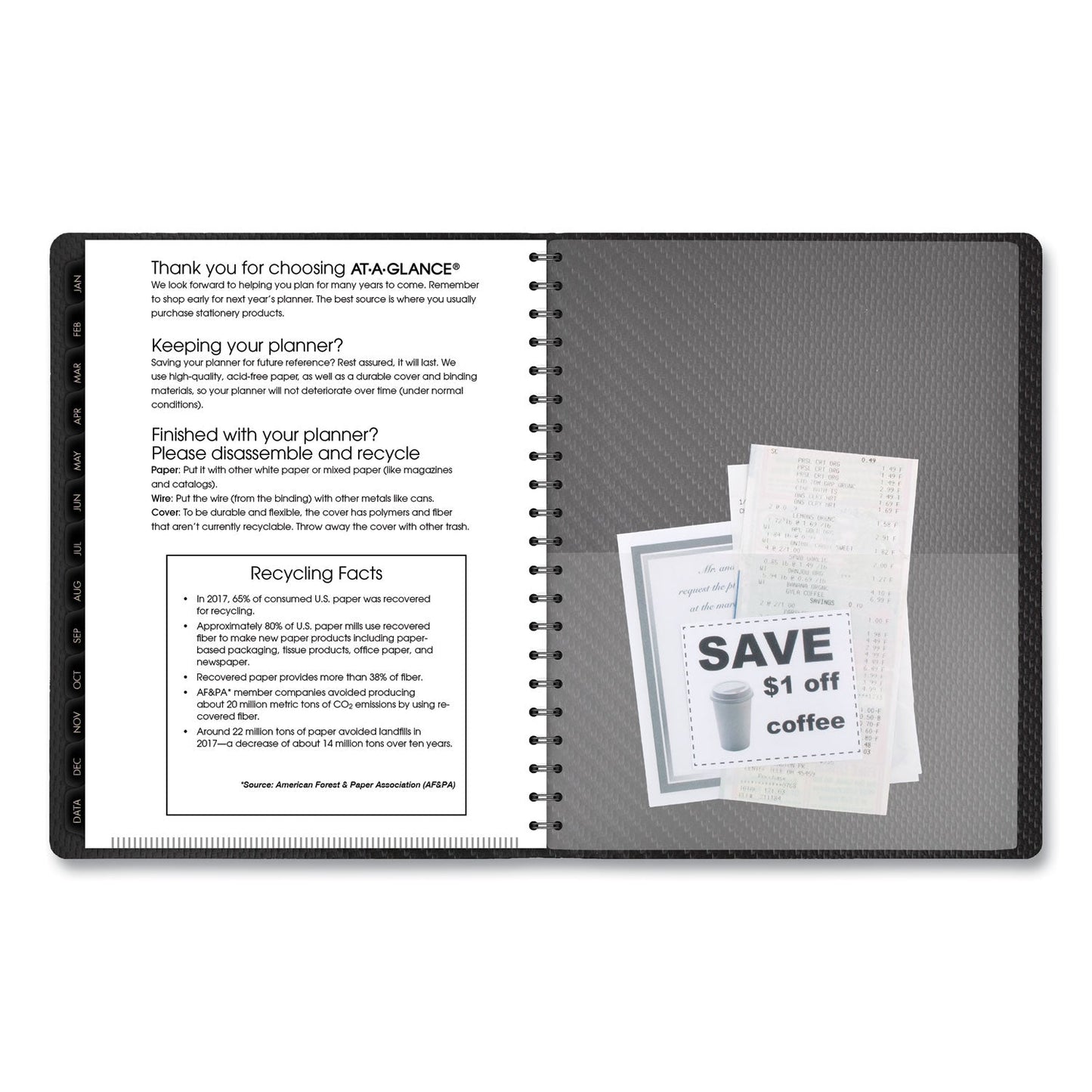 AT-A-GLANCE Contemporary Weekly/Monthly Planner, Vertical-Column Format, 11 x 8.25, Graphite Cover, 12-Month (Jan to Dec): 2023