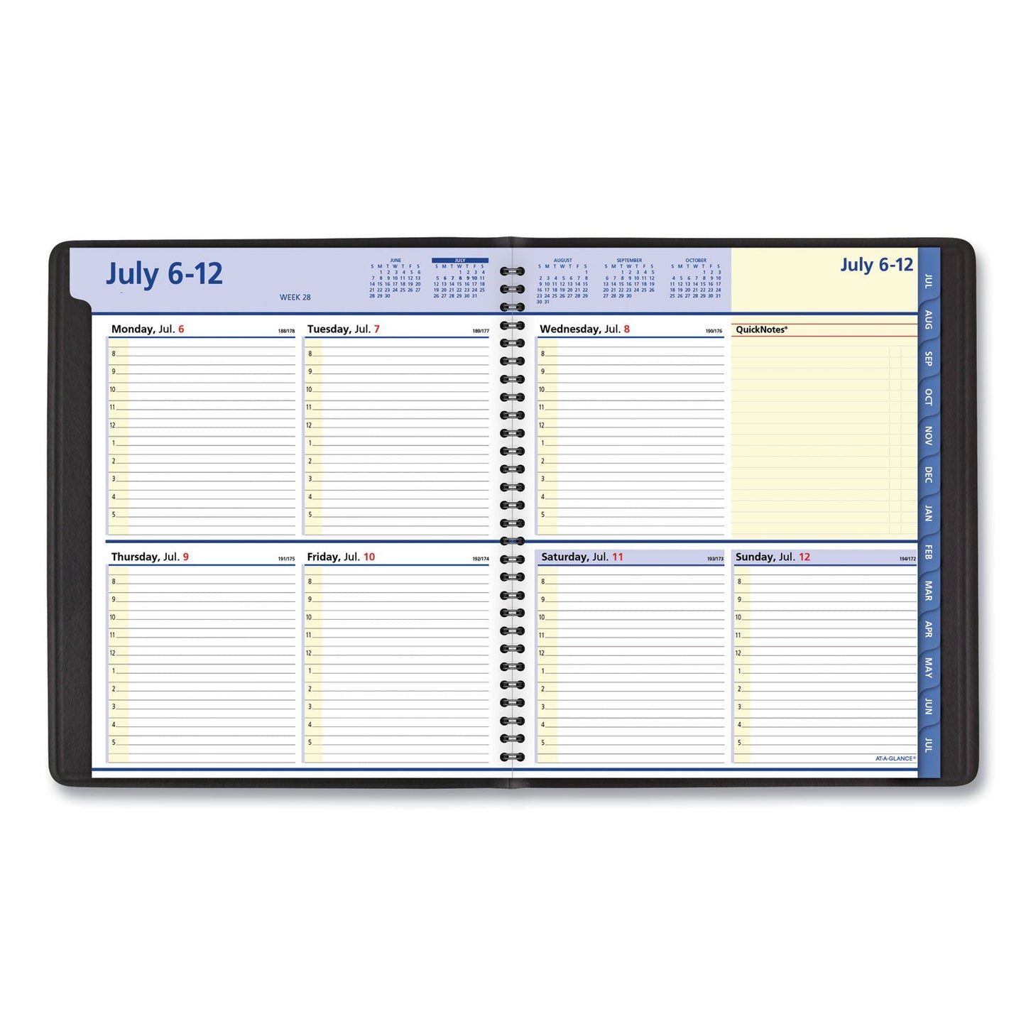 AT-A-GLANCE QuickNotes Weekly/Monthly Planner, 10 x 8, Black Cover, 13-Month (July to July): 2022 to 2023