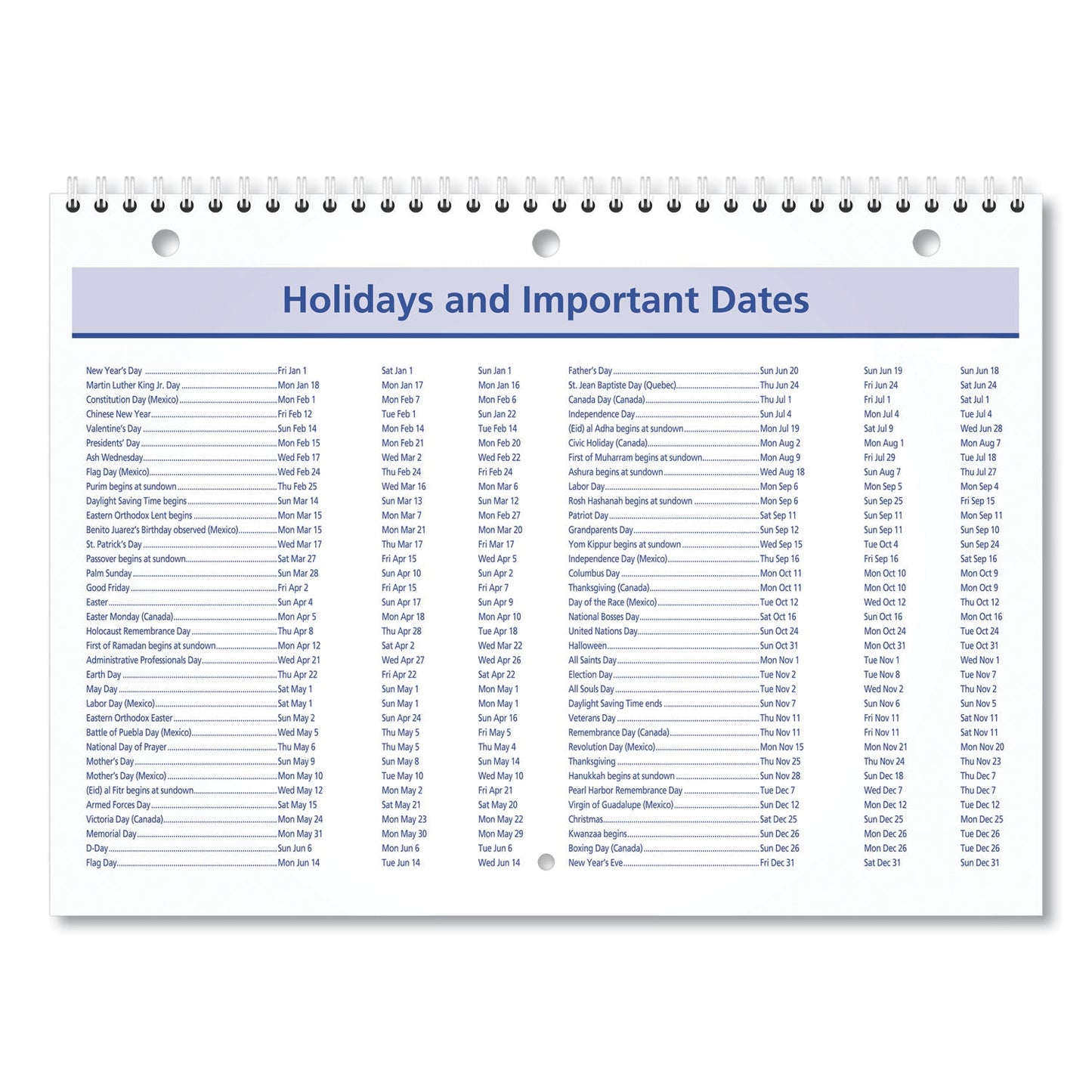 AT-A-GLANCE QuickNotes Desk/Wall Calendar, 3-Hole Punched, 11 x 8, White/Blue/Yellow Sheets, 12-Month (Jan to Dec): 2023