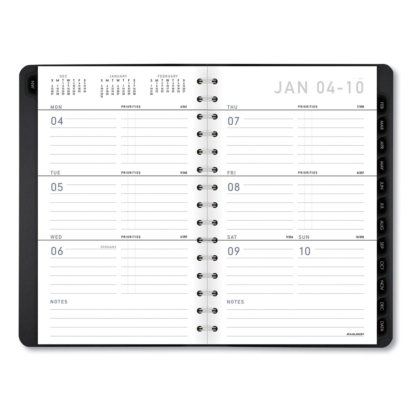 AT-A-GLANCE Contemporary Weekly/Monthly Planner, Open-Block Format, 8.5 x 5.5, Black Cover, 12-Month (Jan to Dec): 2022