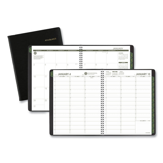 AT-A-GLANCE Recycled Weekly Vertical-Column Format Appointment Book, 11 x 8.25, Black Cover, 12-Month (Jan to Dec): 2023